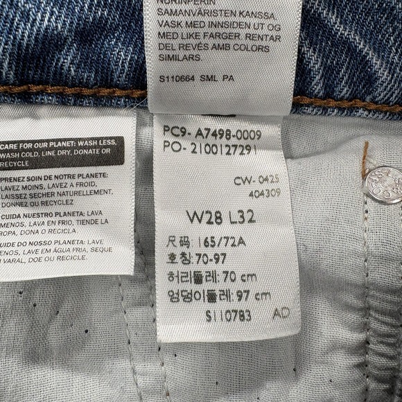 Levis Superlow Jeans Womens 28x32 Blue Distressed Ripped Straight Leg Denim Y2K - Picture 8 of 16